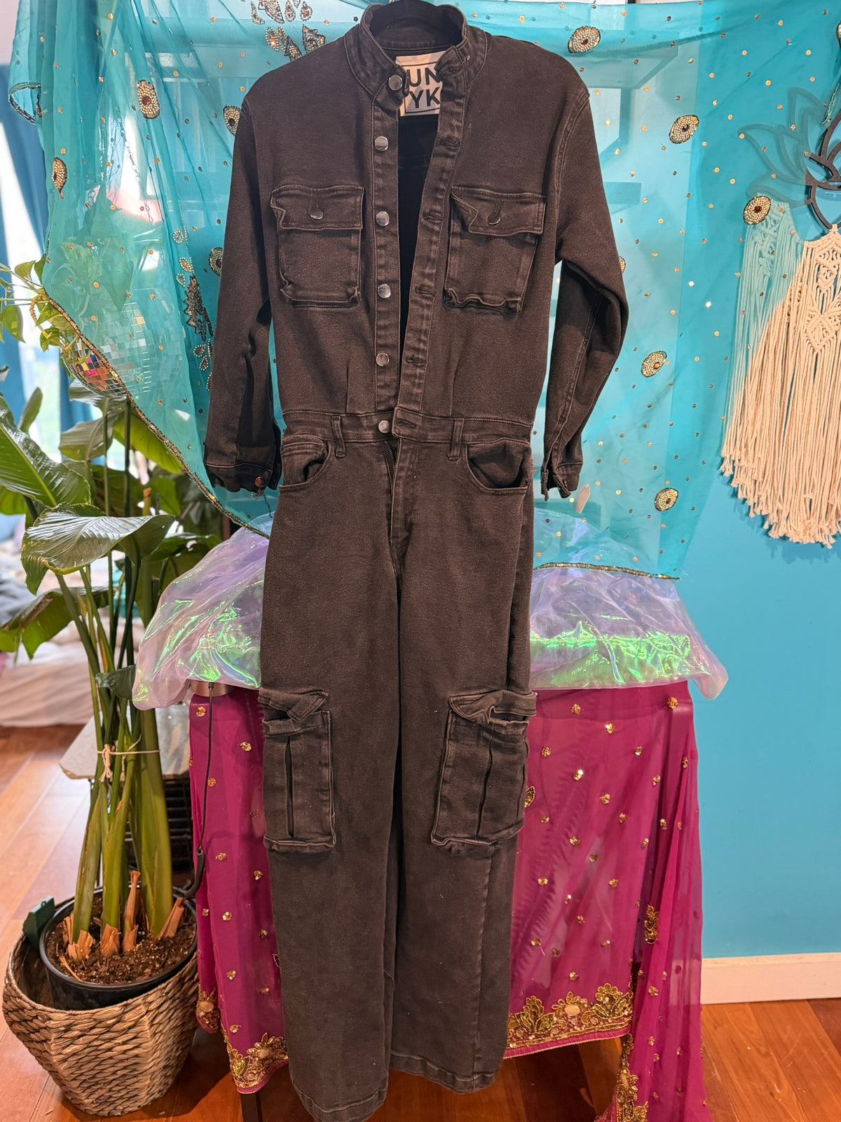 Custom Black Denim Jumpsuit