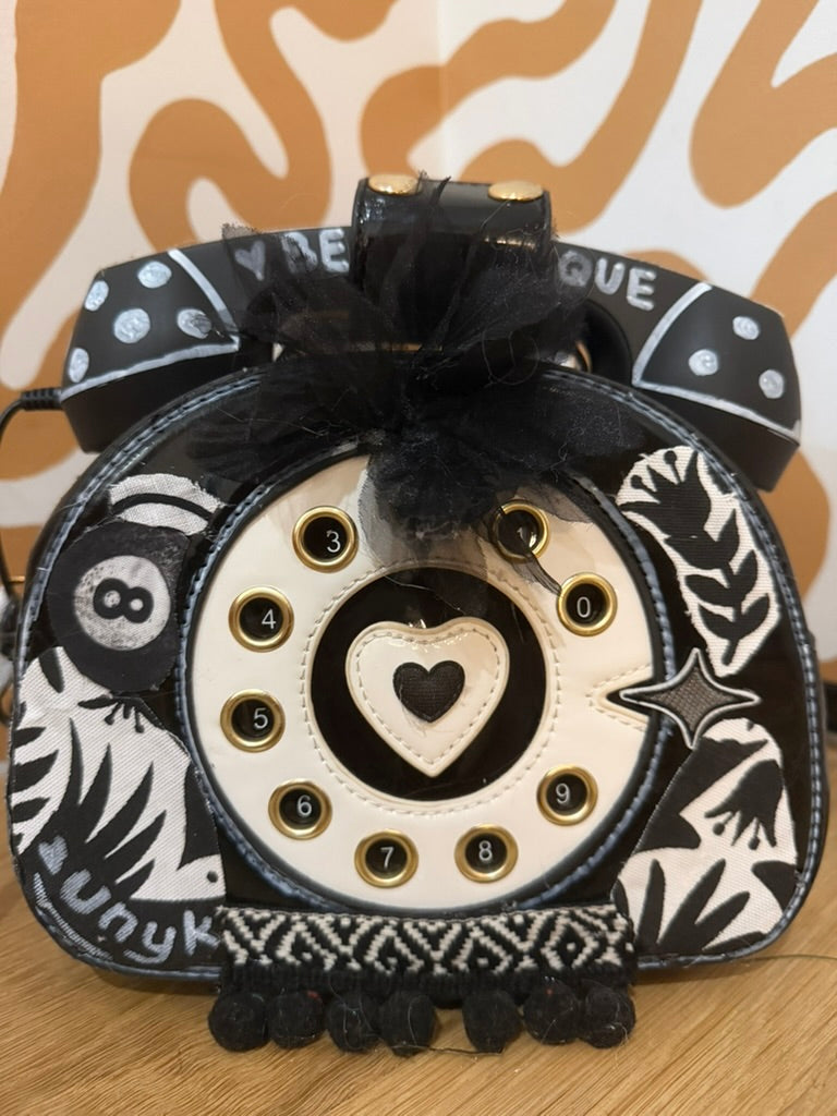 Black Baddie Rotary Phone Messenger Bag