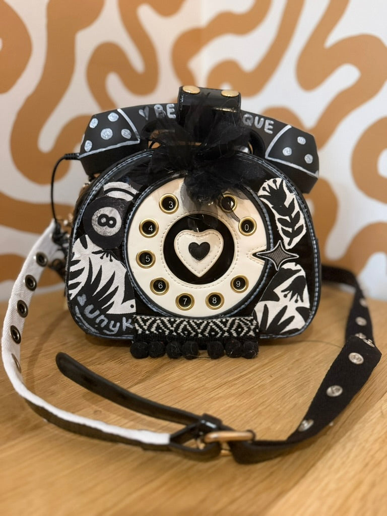 Black Baddie Rotary Phone Messenger Bag