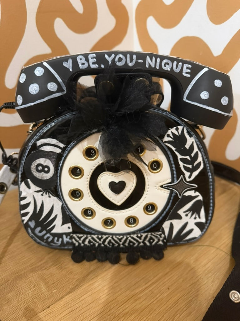 Black Baddie Rotary Phone Messenger Bag