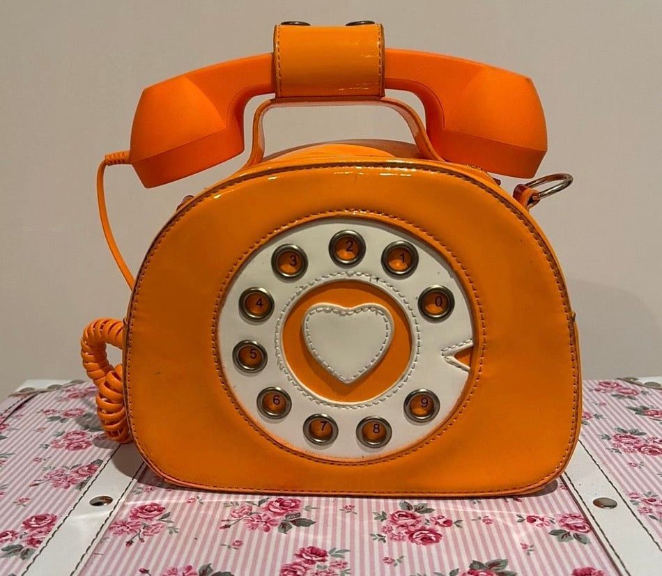 CUSTOM Orange Rotary Phone Bag