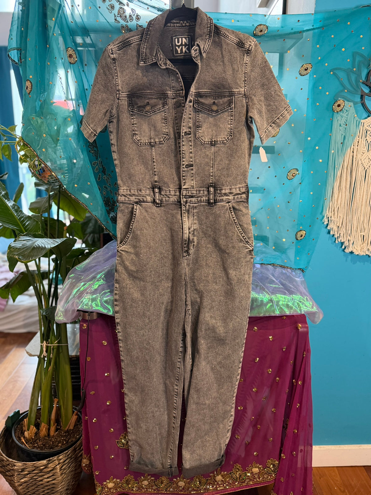 Custom Grey Denim Jumpsuit
