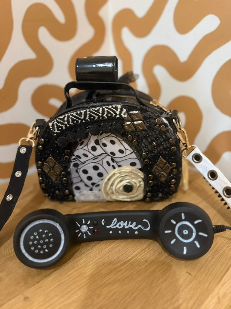 Black Baddie Rotary Phone Messenger Bag