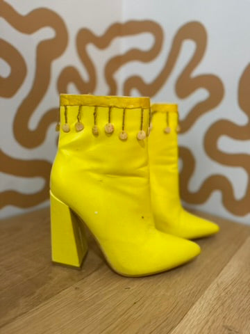 Yellow Tassel Booties
