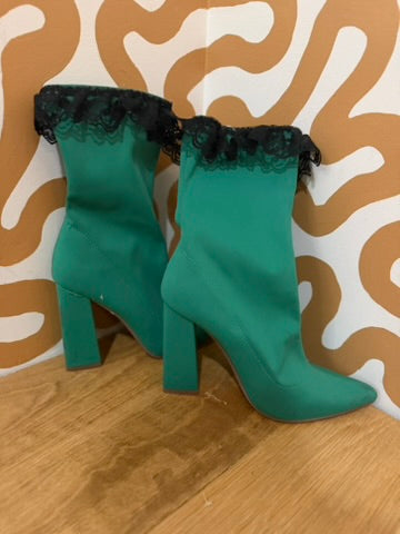 Green Lace Booties