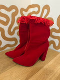 Red Wedding Velvet Boots