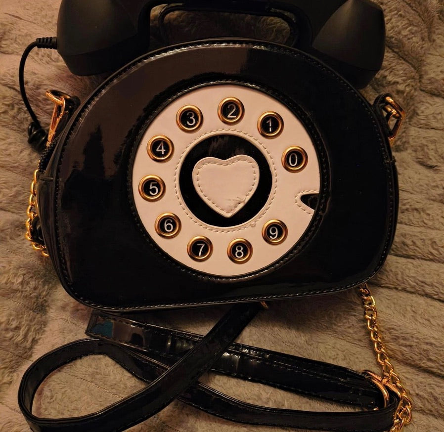 CUSTOM Black Rotary Phone Bag