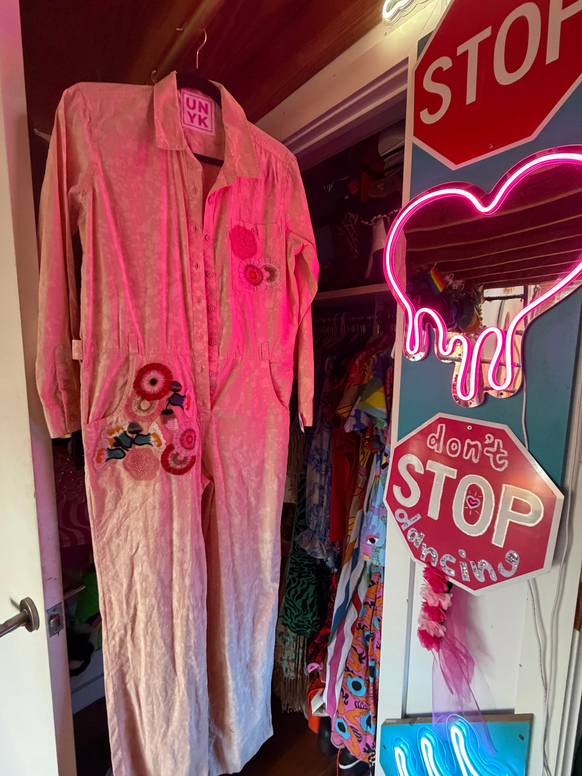 Pink Floral Acid Wash Jumpsuit