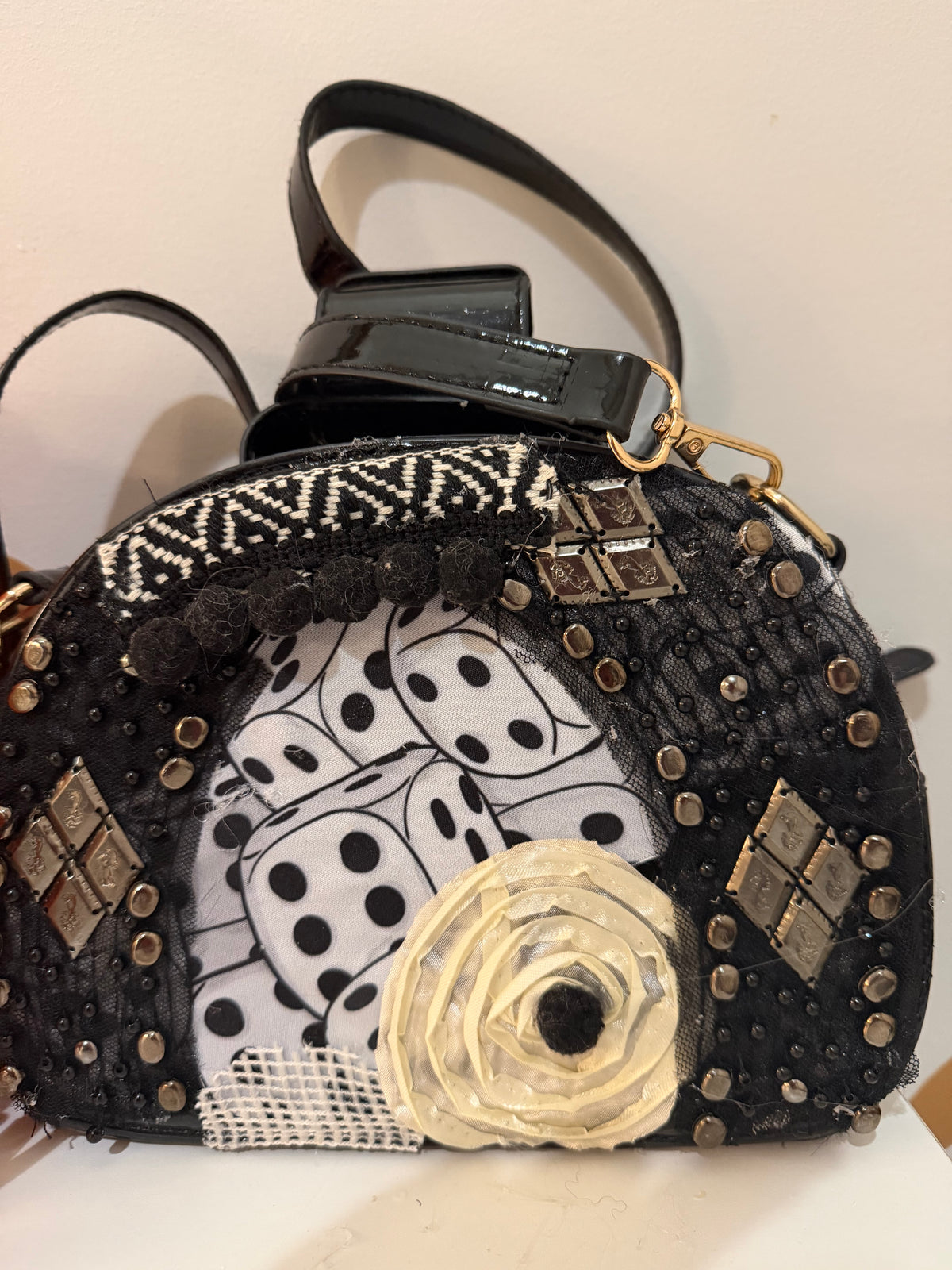 Black Rotary Phone Messenger Bag